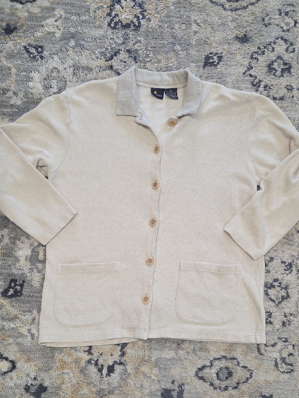Vintage Linen Blend Button-Up Cardigan